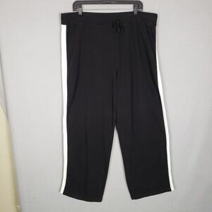 Track Stripe Capri Pants Black White Relaxed Fit Sporty Cropped Casual Size XXL